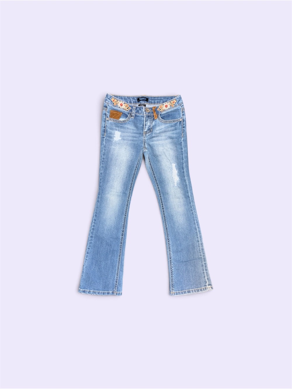 Squeeze Light Blue Kids Jeans with Floral Waistband